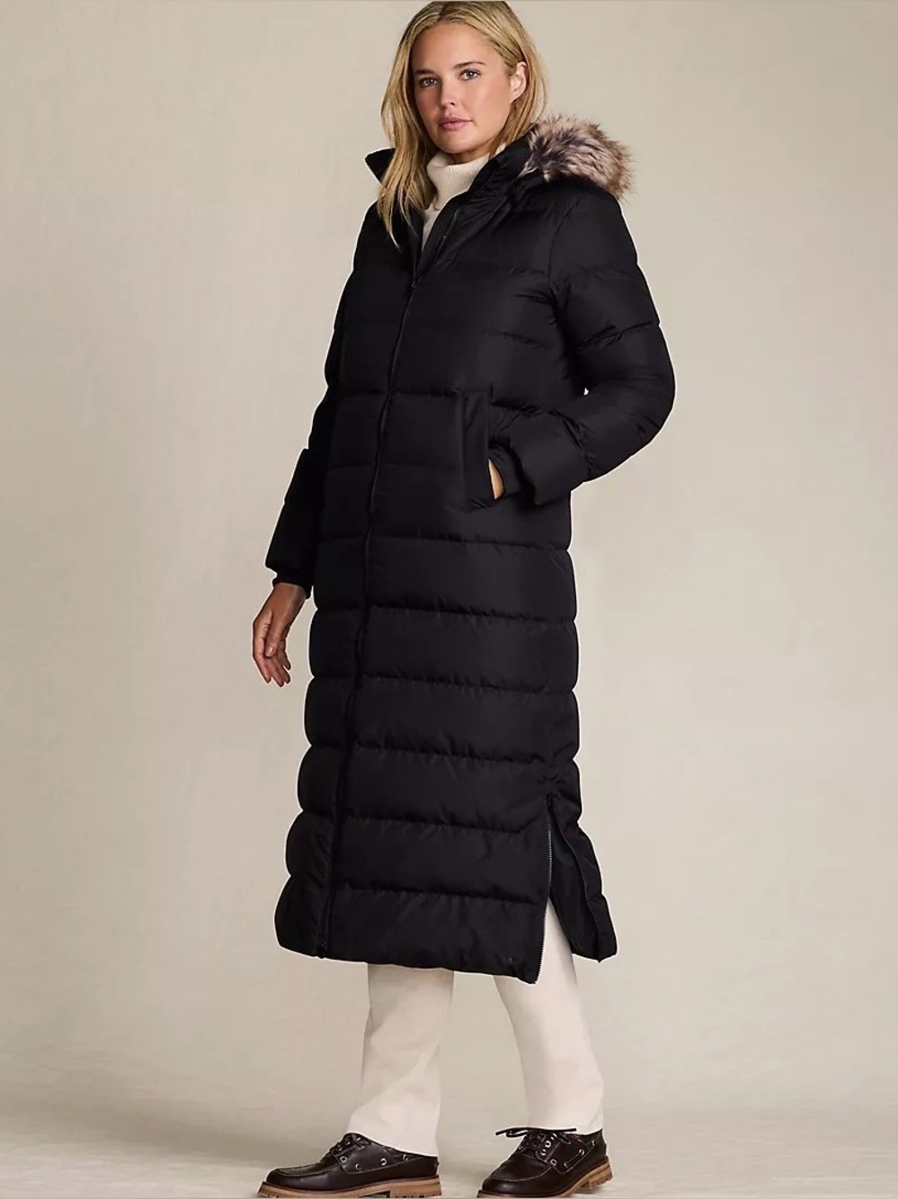 RED Lands' End Women's Max 600 Down Long Maxi Coat Small Tall